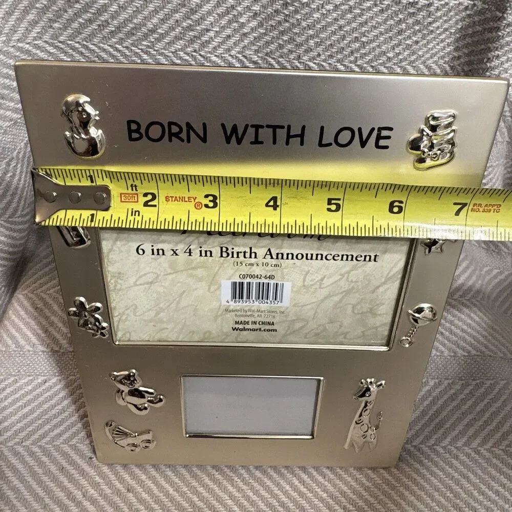 Home Trends Heirloom Silver Baby Birth Announcement Photo Frame 4x6